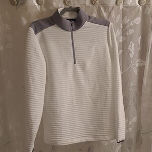 Under Armour White and Gray Quarter-Zip Top
